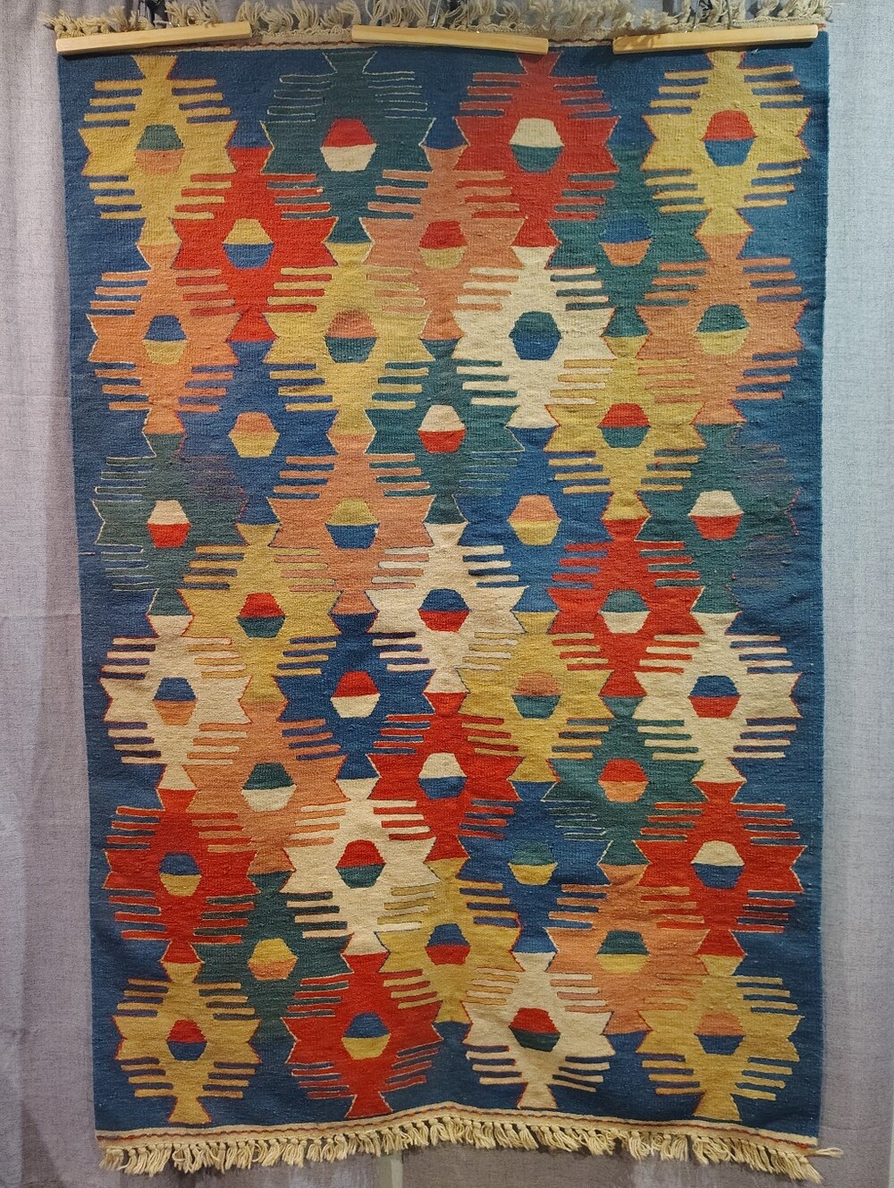 Vintage Handwoven Oushak Kilim Turkish Area Rug – Geometric Boho Flatweave